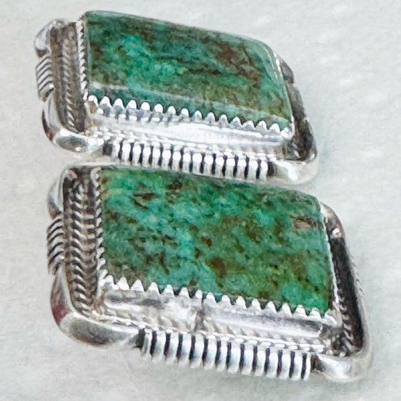 Maria Platero (Navajo) Sterling Silver Turquoise Post Earrings - Picture 6 of 16